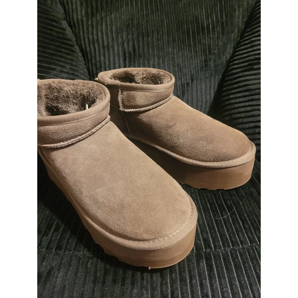 Cushionaire Women’s Suede Memory‑Foam Winter Boots – Tan size 8m